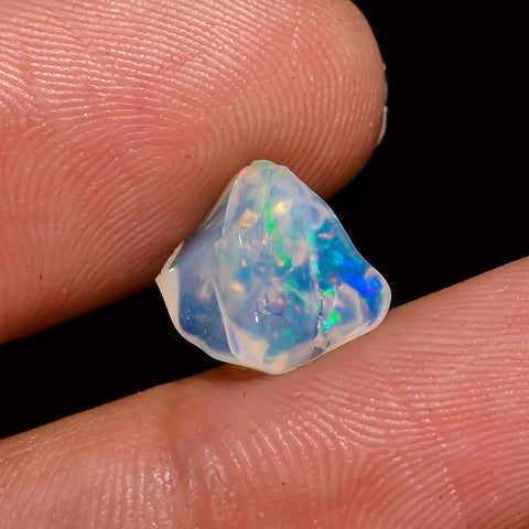 Dazzling Top Grade Quality 100% Natural Welo Fire White Ethiopian Opal Polished Rough Loose Gemstone For Making Jewelry 9X8X6MM 2 Cts KR0881 Sunkarton