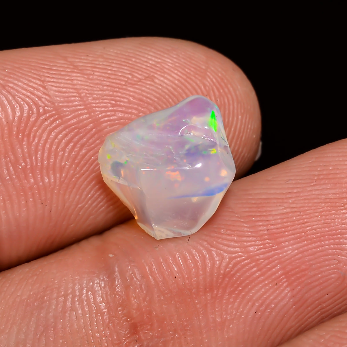 Dazzling Top Grade Quality 100% Natural Welo Fire White Ethiopian Opal Polished Rough Loose Gemstone For Making Jewelry 9X8X6MM 2 Cts KR0881 Sunkarton