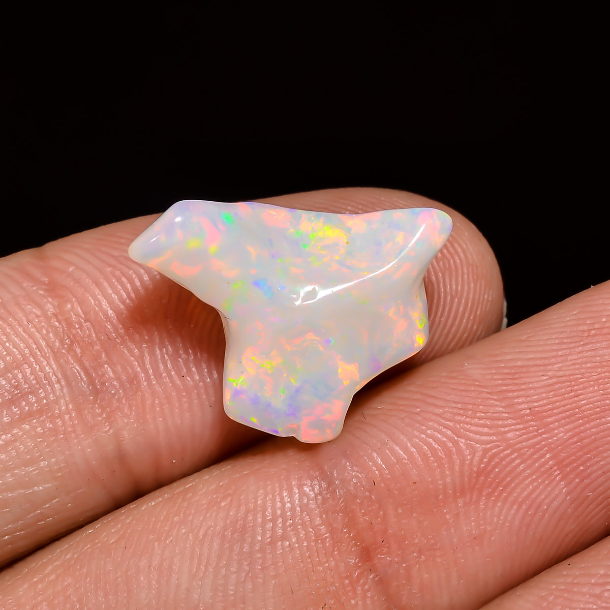 Elegant Top Grade Quality 100% Natural Welo Fire White Ethiopian Opal Polished Rough Gemstone For Making Jewelry 17X12X6 MM 4.5 Cts. KR08-84 Sunkarton