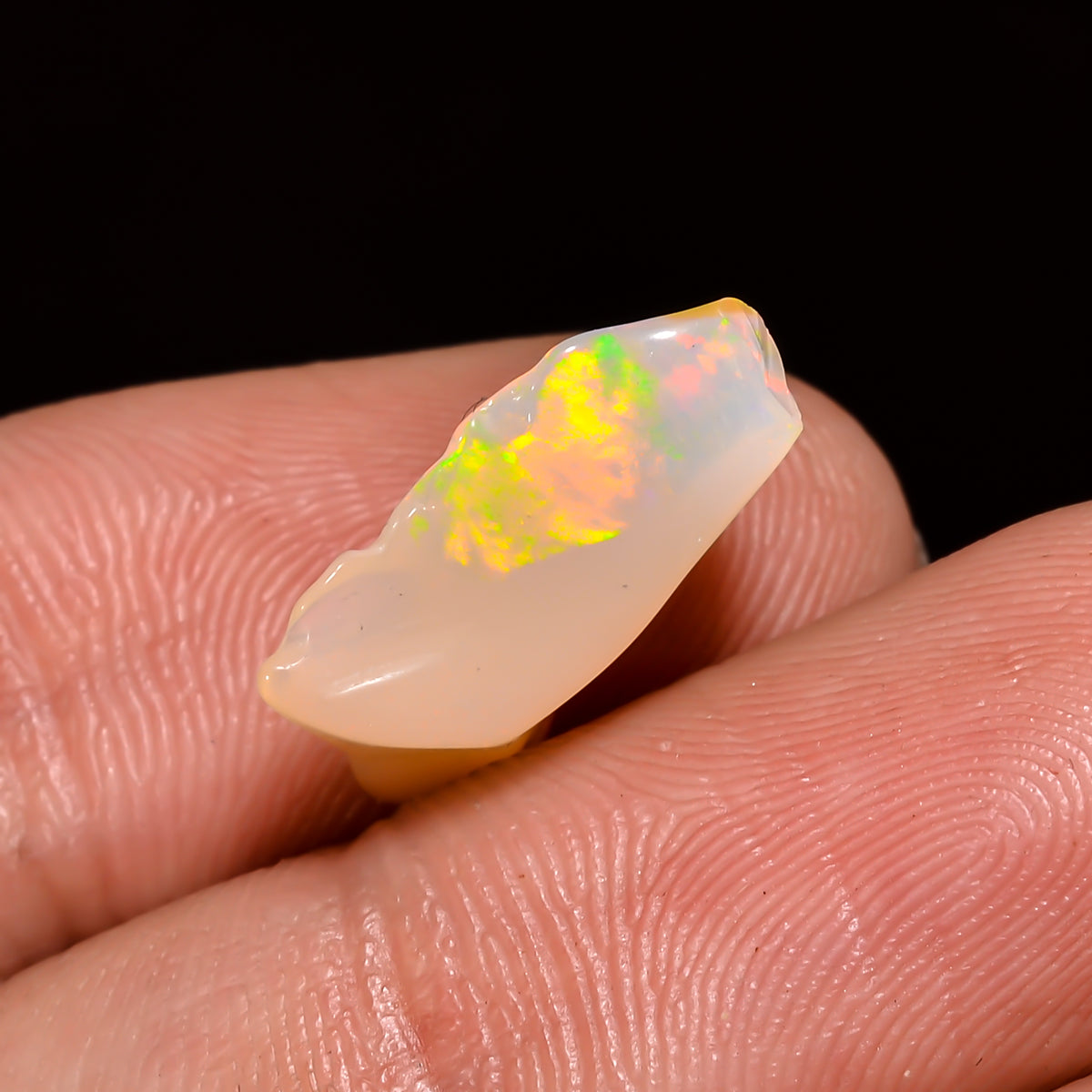 Gorgeous Top Grade Quality 100% Natural Welo Fire White Ethiopian Opal Polished Rough Gemstone For Making Jewelry 14X10X5 MM 2.5 Cts KR08-87 Sunkarton