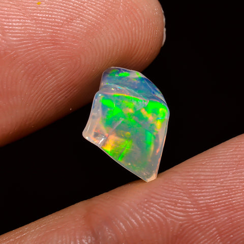 Splendid Top Grade Quality 100% Natural Welo Fire White Ethiopian Opal Polished Rough Gemstone For Making Jewelry 10X8X6 MM 3 Cts. KR08-93 Sunkarton