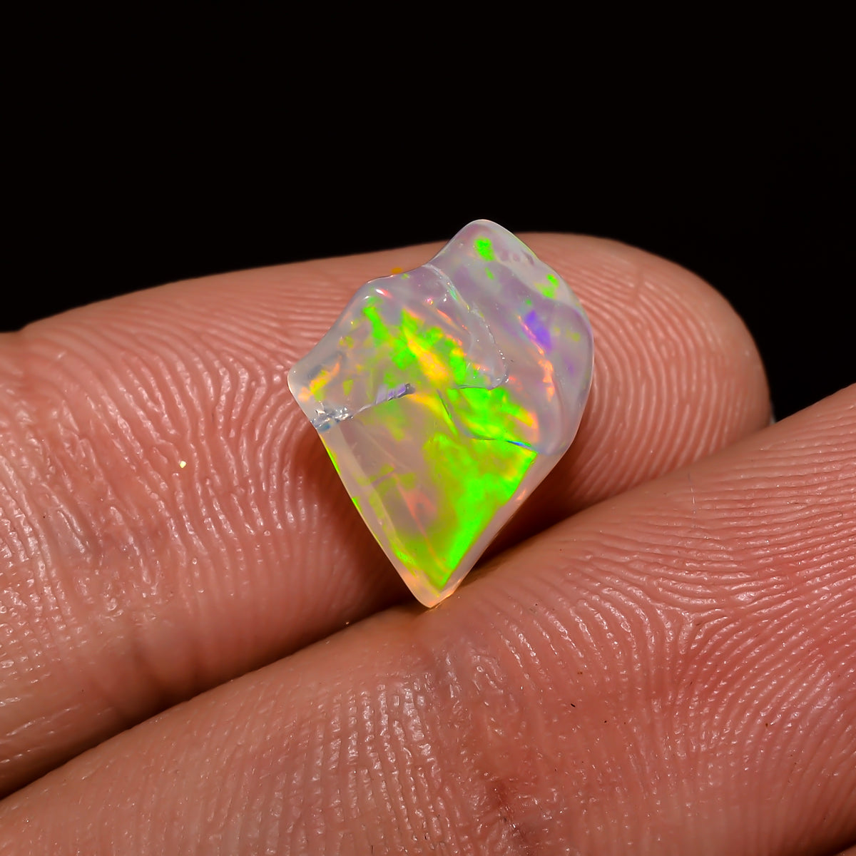 Splendid Top Grade Quality 100% Natural Welo Fire White Ethiopian Opal Polished Rough Gemstone For Making Jewelry 10X8X6 MM 3 Cts. KR08-93 Sunkarton