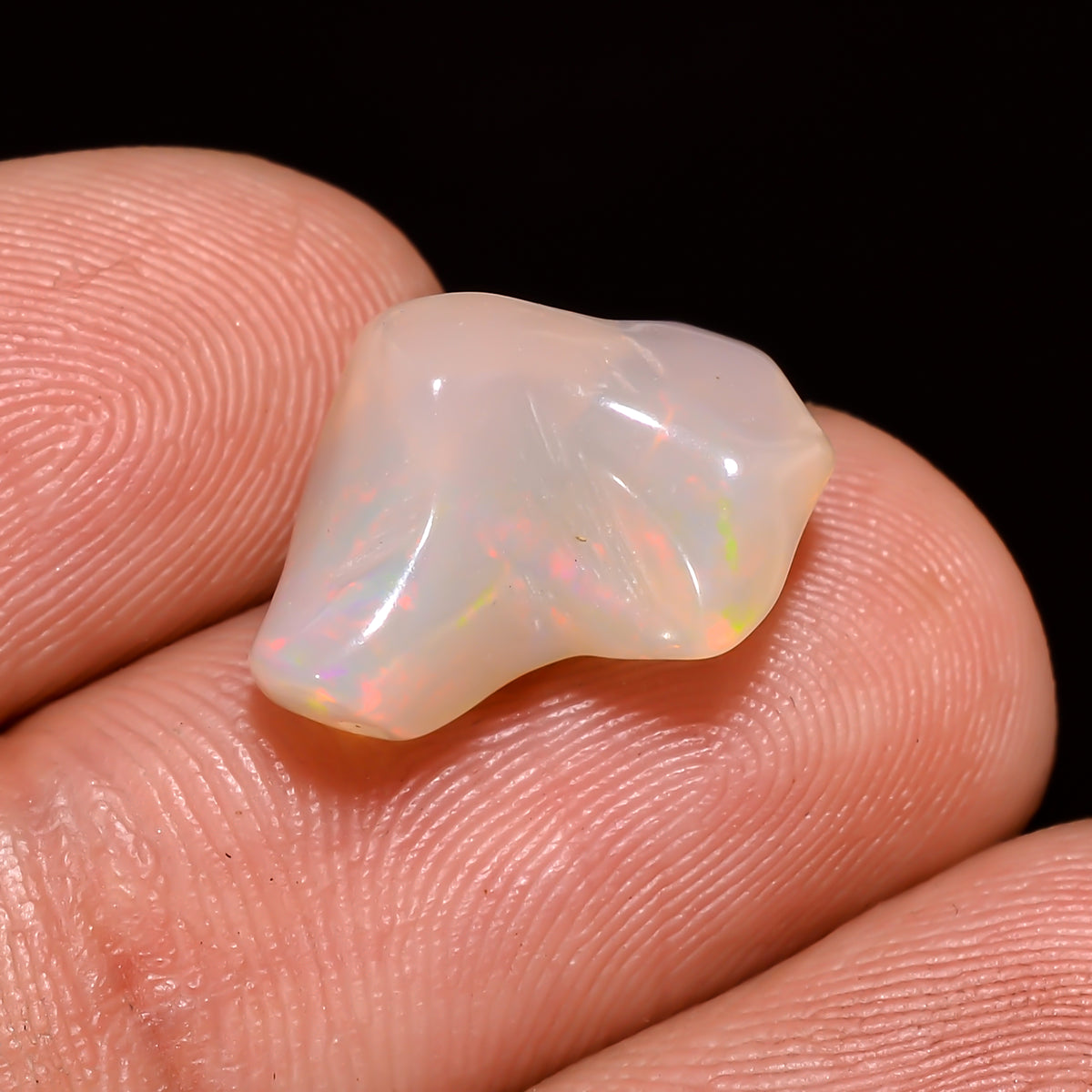 Stunning Top Grade Quality 100% Natural Welo Fire White Ethiopian Opal Polished Rough Gemstone For Making Jewelry 15X9X6 MM 4 Cts. KR08-95 Sunkarton