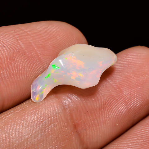 Supreme Top Grade Quality 100% Natural Welo Fire White Ethiopian Opal Polished Rough Loose Gemstone For Making Jewelry 18X8X6MM 3 Cts KR0896 Sunkarton