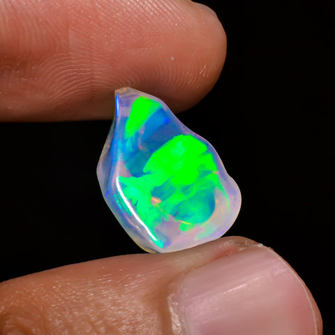Elegant Top Grade Quality 100% Natural Welo Fire White Ethiopian Opal Polished Rough Gemstone For Making Jewelry 16X10X9 MM 6.5 Cts. KR08-9 Sunkarton