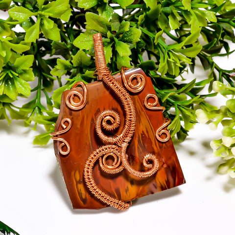 Immaculate Top Grade Quality 100% Natural Noreena Jasper Gemstone Vintage Handmade Pure Copper Wire Wrapped Pendant 2.4