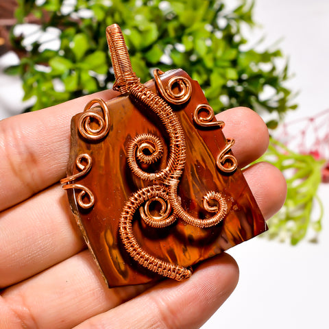 Immaculate Top Grade Quality 100% Natural Noreena Jasper Gemstone Vintage Handmade Pure Copper Wire Wrapped Pendant 2.4