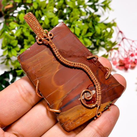 Stunning Top Grade Quality 100% Natural Noreena Jasper Gemstone Vintage Handmade Jewelry Pure Copper Wire Wrapped Pendant 3