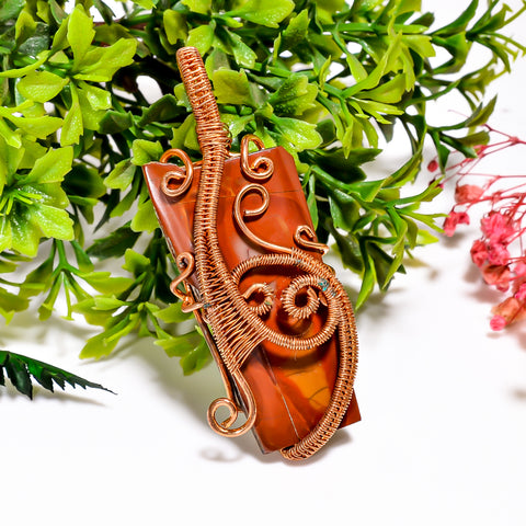 Attractive Top Grade Quality 100% Natural Noreena Jasper Gemstone Vintage Handmade Pure Copper Wire Wrapped Pendant 2.6