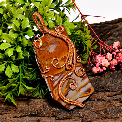 Supreme Top Grade Quality 100% Natural Noreena Jasper Gemstone Vintage Handmade Pure Copper Wire Wrapped Pendant 3.3