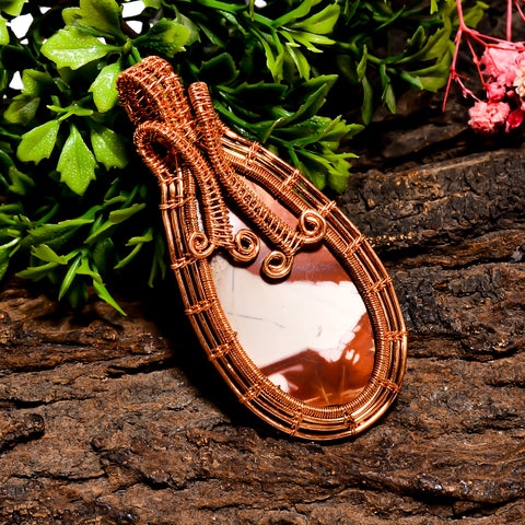 Attractive A One Quality 100% Natural Noreena Jasper Gemstone Pear Vintage Handmade Pure Copper Wire Wrapped Pendant 2.6
