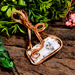 Fabulous Top Grade Quality 100% Natural Rainbow Moonstone Gemstone Vintage Handmade Pure Copper Wire Wrapped Pendant 2.5" 24.1 gms. KR09-85 Sunkarton
