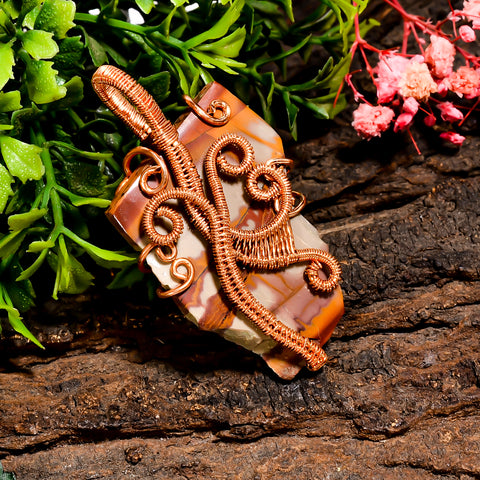 Splendid Top Grade Quality 100% Natural Noreena Jasper Gemstone Vintage Handmade Pure Copper Wire Wrapped Pendant 2.3