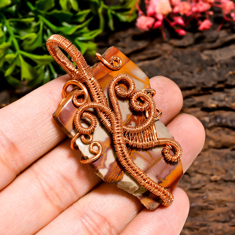 Splendid Top Grade Quality 100% Natural Noreena Jasper Gemstone Vintage Handmade Pure Copper Wire Wrapped Pendant 2.3