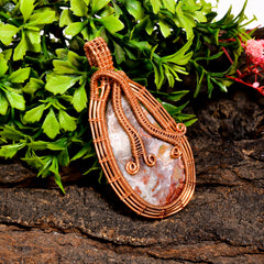 Dazzling A One Quality 100% Natural Crazy Lace Agate Gemstone Fancy Vintage Handmade Pure Copper Wire Wrapped Pendant 2.5" 18.7 gms. KR10-31 Sunkarton
