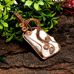 Tempting Top Grade Quality 100% Natural Larimar Gemstone Fancy Vintage Handmade Pure Copper Wire Wrapped Pendant 2.6" 22.8 gms. KR10-72 Sunkarton