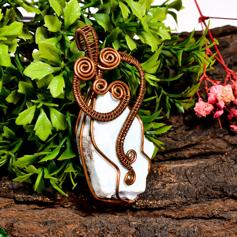 Excellent Top Grade Quality 100% Natural Larimar Gemstone Fancy Vintage Handmade Pure Copper Wire Wrapped Pendant 2.5