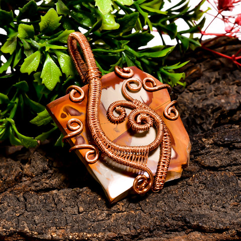 Incredible A One Quality 100% Natural Noreena Jasper Gemstone Fancy Vintage Handmade Pure Copper Wire Wrapped Pendant 2.2