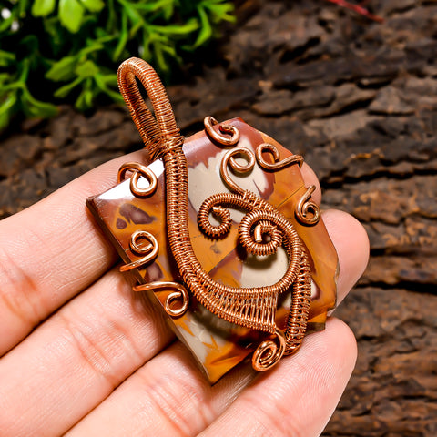 Incredible A One Quality 100% Natural Noreena Jasper Gemstone Fancy Vintage Handmade Pure Copper Wire Wrapped Pendant 2.2