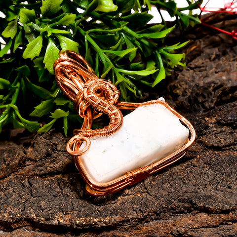 Superb A One Quality 100% Natural Rainbow Moonstone Gemstone Fancy Vintage Handmade Pure Copper Wire Wrapped Pendant 1.9