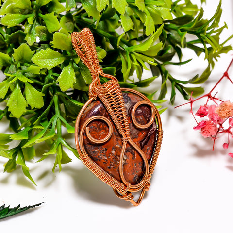 Gorgeous A One Quality 100% Natural Crazy Lace Agate Gemstone Egg Vintage Handmade Pure Copper Wire Wrapped Pendant 2.3