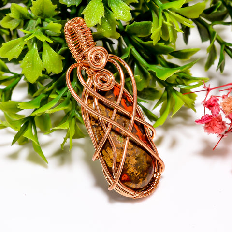 Amazing A One Quality 100% Natural Seam Agate Gemstone Oval Vintage Style Handmade Jewelry Pure Copper Wire Wrapped Pendant 2