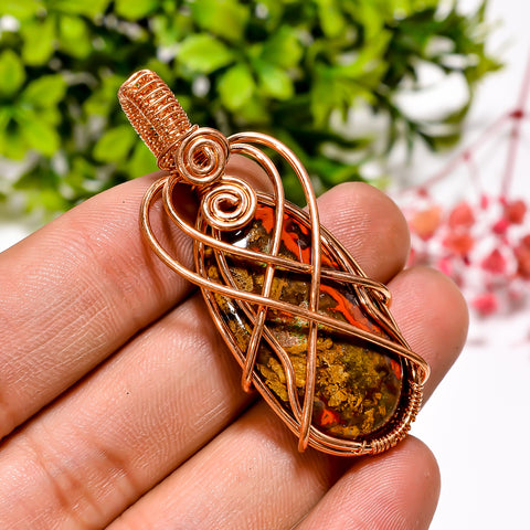 Amazing A One Quality 100% Natural Seam Agate Gemstone Oval Vintage Style Handmade Jewelry Pure Copper Wire Wrapped Pendant 2