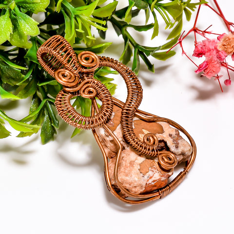Unique A One Quality 100% Natural Copper Agate Gemstone Vintage Style Handmade Jewelry Pure Copper Wire Wrapped Pendant 2.1