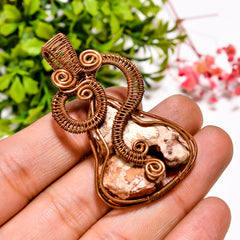 Unique A One Quality 100% Natural Copper Agate Gemstone Vintage Style Handmade Jewelry Pure Copper Wire Wrapped Pendant 2.1" 23.7 gms KR1124 Sunkarton