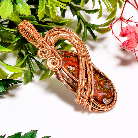 Wonderful A One Quality 100% Natural Seam Agate Gemstone Oval Vintage Handmade Jewelry Pure Copper Wire Wrapped Pendant 2