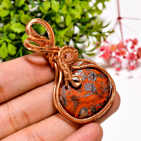 Fantastic A One Quality 100% Natural Seam Agate Gemstone Vintage Handmade Jewelry Pure Copper Wire Wrapped Pendant 2.2