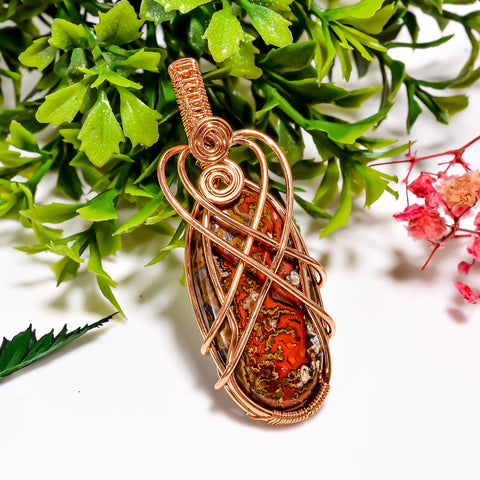 Awesome A One Quality 100% Natural Seam Agate Gemstone Oval Vintage Handmade Jewelry Pure Copper Wire Wrapped Pendant 2.1