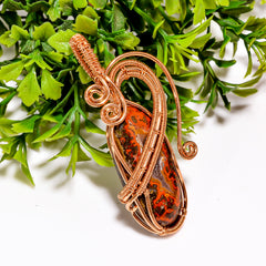 Marvellous A One Quality 100% Natural Seam Agate Gemstone Oval Vintage Handmade Pure Copper Wire Wrapped Pendant 2.3" 11.4 gms. KR11-40 Sunkarton