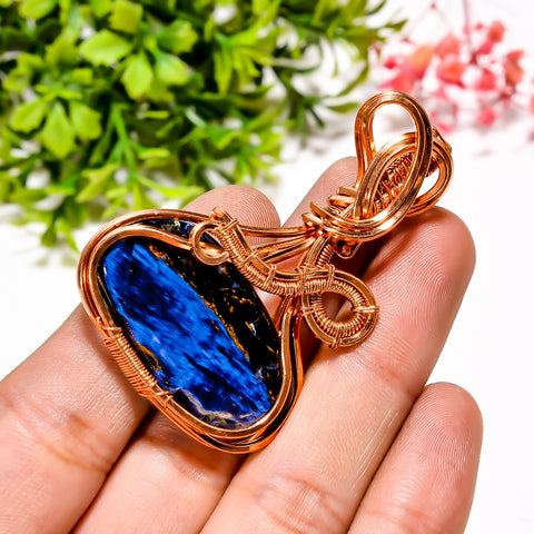 Mind Blowing A One Quality 100% Natural Pietersite Gemstone Oval Vintage Handmade Pure Copper Wire Wrapped Pendant 2.2