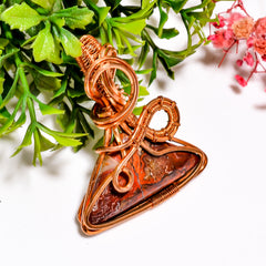 Beautiful A One Quality 100% Natural Crazy Lace Agate Gemstone Triangle Vintage Handmade Pure Copper Wire Wrapped Pendant 2" 15.7 gms KR1154 Sunkarton