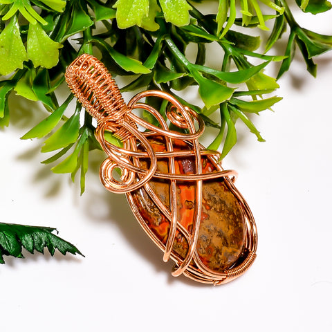 Fabulous A One Quality 100% Natural Seam Agate Gemstone Oval Vintage Handmade Jewelry Pure Copper Wire Wrapped Pendant 1.8