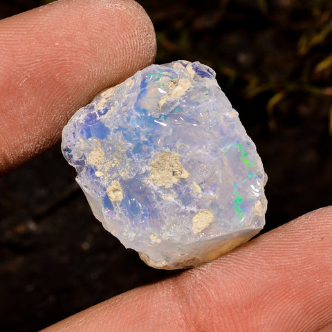 Fabulous Top Grade Quality 100% Natural Welo Fire White Ethiopian Opal Rough Loose Gemstone For Making Jewelry 22X18X10 MM 17.5 Cts. KR12-10 Sunkarton