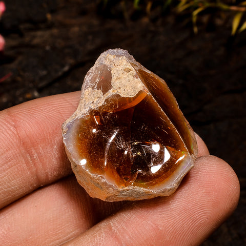 Gorgeous Top Grade Quality 100% Natural Welo Fire Brown Ethiopian Opal Rough Loose Gemstone For Making Jewelry 26X24X14 MM 47.5 Cts. KR12-12 Sunkarton