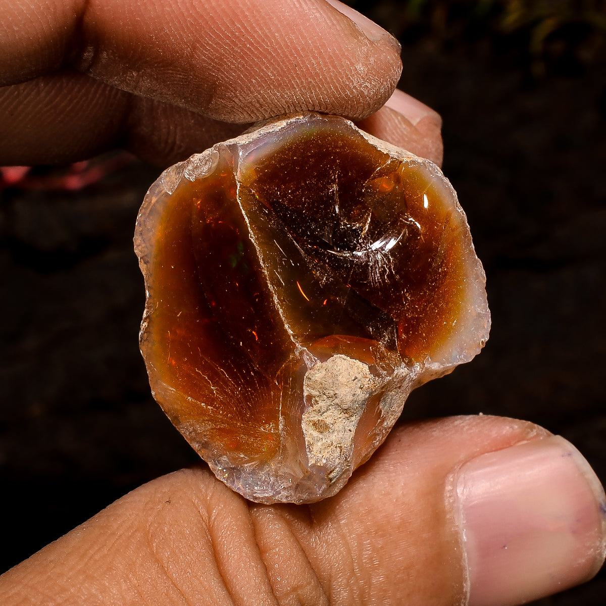Gorgeous Top Grade Quality 100% Natural Welo Fire Brown Ethiopian Opal Rough Loose Gemstone For Making Jewelry 26X24X14 MM 47.5 Cts. KR12-12 Sunkarton