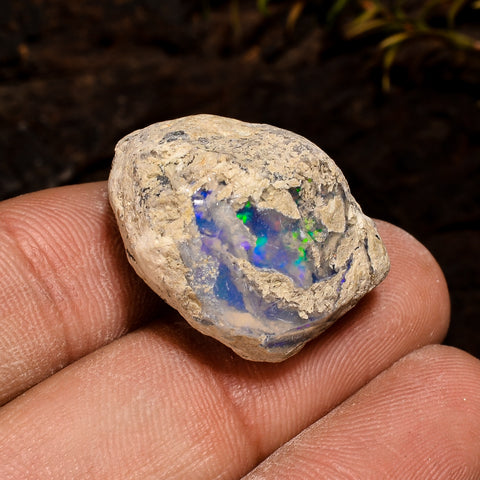 Immaculate Top Grade Quality 100% Natural Welo Fire White Ethiopian Opal Rough Loose Gemstone For Making Jewelry 23X17X16MM 21.5 Cts KR12-13 Sunkarton