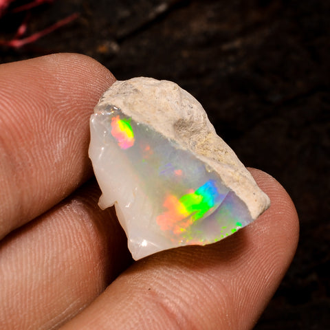 Superb Top Grade Quality 100% Natural Welo Fire White Ethiopian Opal Rough Loose Gemstone For Making Jewelry 20X13X12 MM 16 Cts. KR12-19 Sunkarton