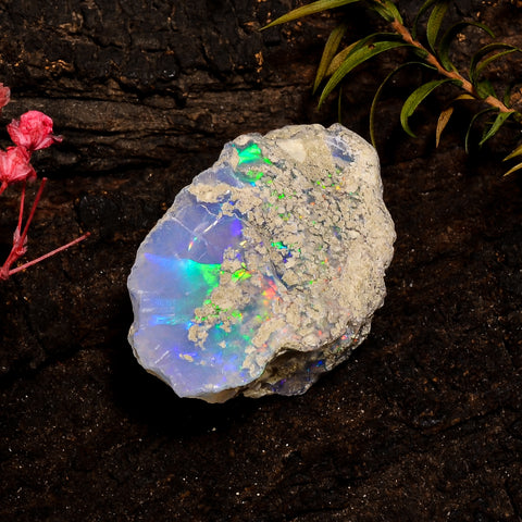 Amazing Top Grade Quality 100% Natural Welo Fire White Ethiopian Opal Rough Loose Gemstone For Making Jewelry 33X20X16 MM 43.5 Cts. KR12-1 Sunkarton