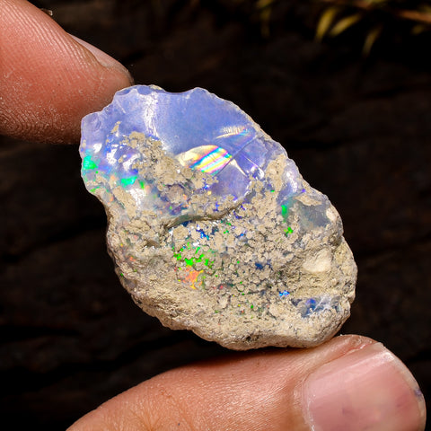 Amazing Top Grade Quality 100% Natural Welo Fire White Ethiopian Opal Rough Loose Gemstone For Making Jewelry 33X20X16 MM 43.5 Cts. KR12-1 Sunkarton
