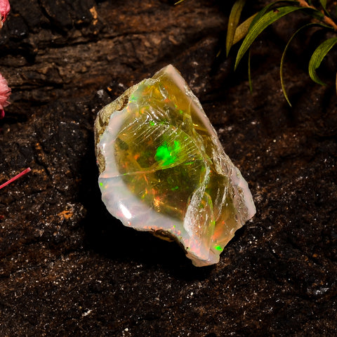 Stunning Top Grade Quality 100% Natural Welo Fire Brown Ethiopian Opal Rough Loose Gemstone For Making Jewelry 21X14X13 MM 17.5 Cts. KR12-20 Sunkarton