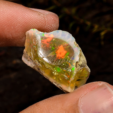 Stunning Top Grade Quality 100% Natural Welo Fire Brown Ethiopian Opal Rough Loose Gemstone For Making Jewelry 21X14X13 MM 17.5 Cts. KR12-20 Sunkarton