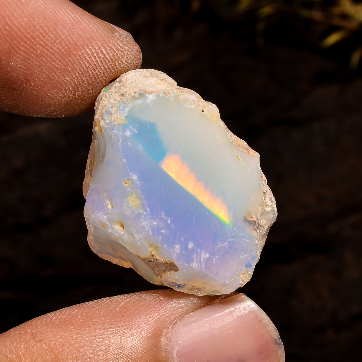Terrific Top Grade Quality 100% Natural Welo Fire White Ethiopian Opal Rough Loose Gemstone For Making Jewelry 25X17X16 MM 29 Cts. KR12-23 Sunkarton