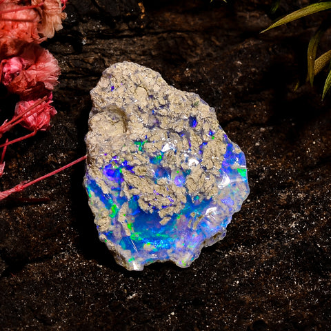 Amazing Top Grade Quality 100% Natural Welo Fire White Ethiopian Opal Rough Loose Gemstone For Making Jewelry 22X17X8 MM 10 Cts. KR12-26 Sunkarton