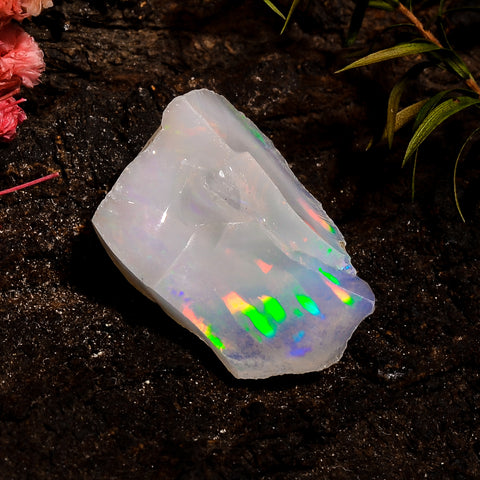 Awesome Top Grade Quality 100% Natural Welo Fire White Ethiopian Opal Rough Loose Gemstone For Making Jewelry 24X16X12 MM 22 Cts. KR12-28 Sunkarton