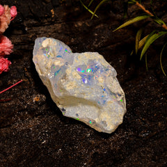 Beautiful Top Grade Quality 100% Natural Welo Fire White Ethiopian Opal Rough Loose Gemstone For Making Jewelry 30X16X11 MM 17 Cts. KR12-29 Sunkarton