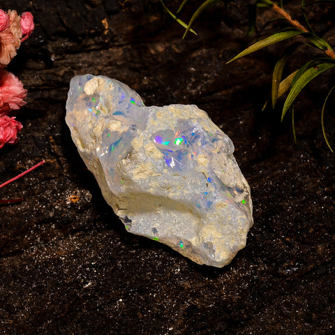 Beautiful Top Grade Quality 100% Natural Welo Fire White Ethiopian Opal Rough Loose Gemstone For Making Jewelry 30X16X11 MM 17 Cts. KR12-29 Sunkarton